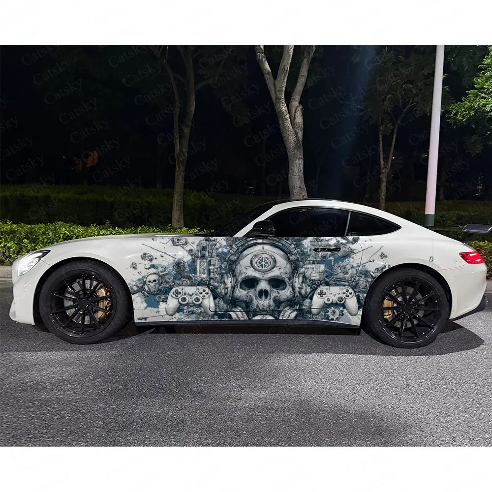 

2pcs.Green Skull Car Side Decals | Self-Adhesive PVC Waterproof & Scratch-Resistant Stickers, Fashionable Decals