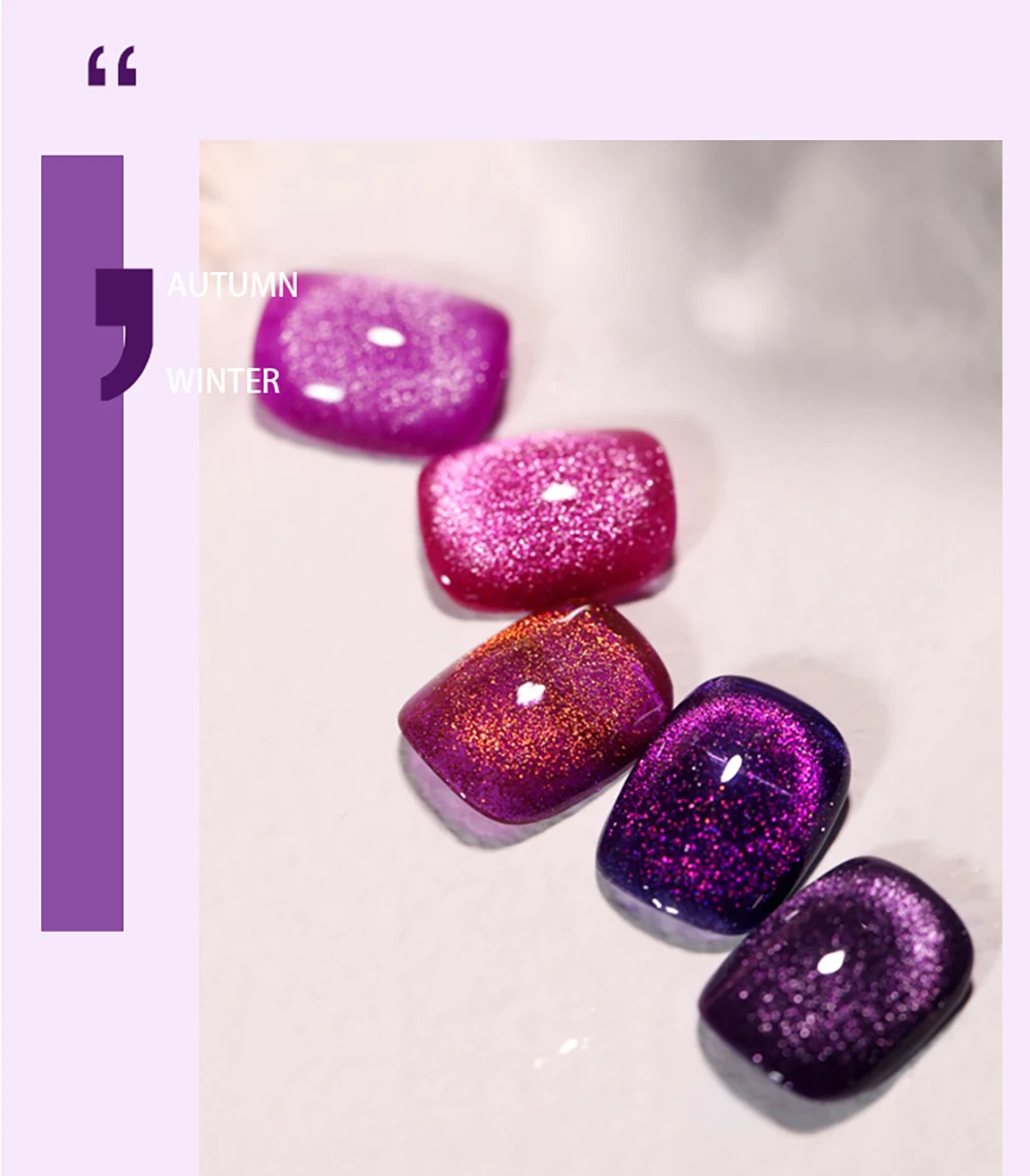 Vendeeni 15ml Rosa-Lila Glitzer-Brocken-Diamant-Katzenaugen-Nagelgel-Lack Magnetischer UV-Soak-Off-Gel-Lack Nagelkunst-Gel-Lack – Detail 7