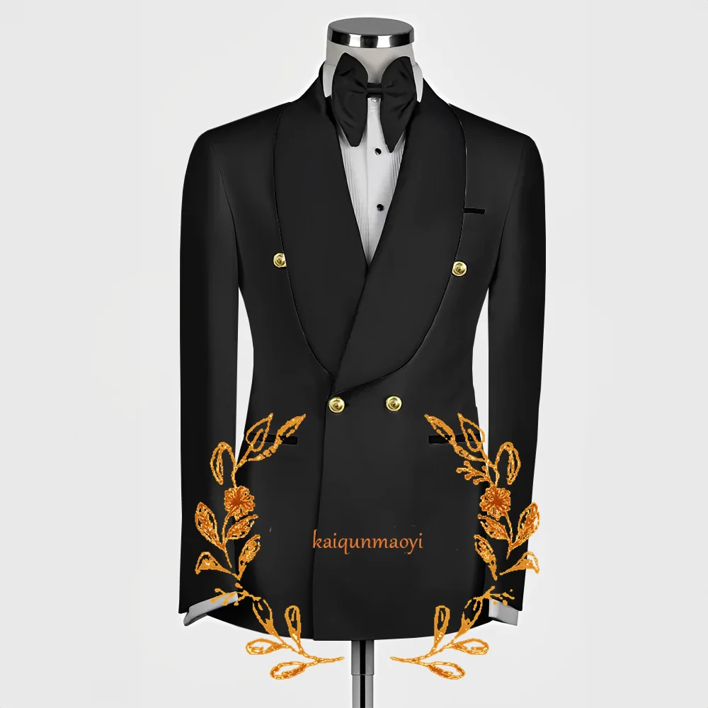 Men's Double Breasted Suit Wedding Groom Tuxedo 2 Piece Suit Formal High Quality Jacket Pants Custom Elegant Suit