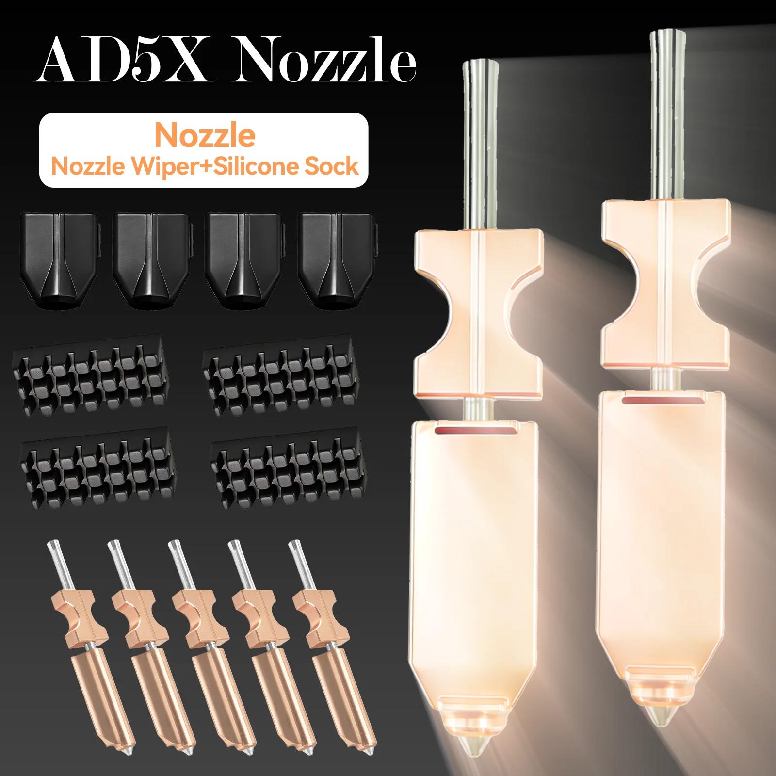 New Upgarde Bimetallic Hardened Steel Nozzle For Flashforge AD5X Hotend Extruder AD 5X Heater Block Silicone Sock Nozzle Wiper