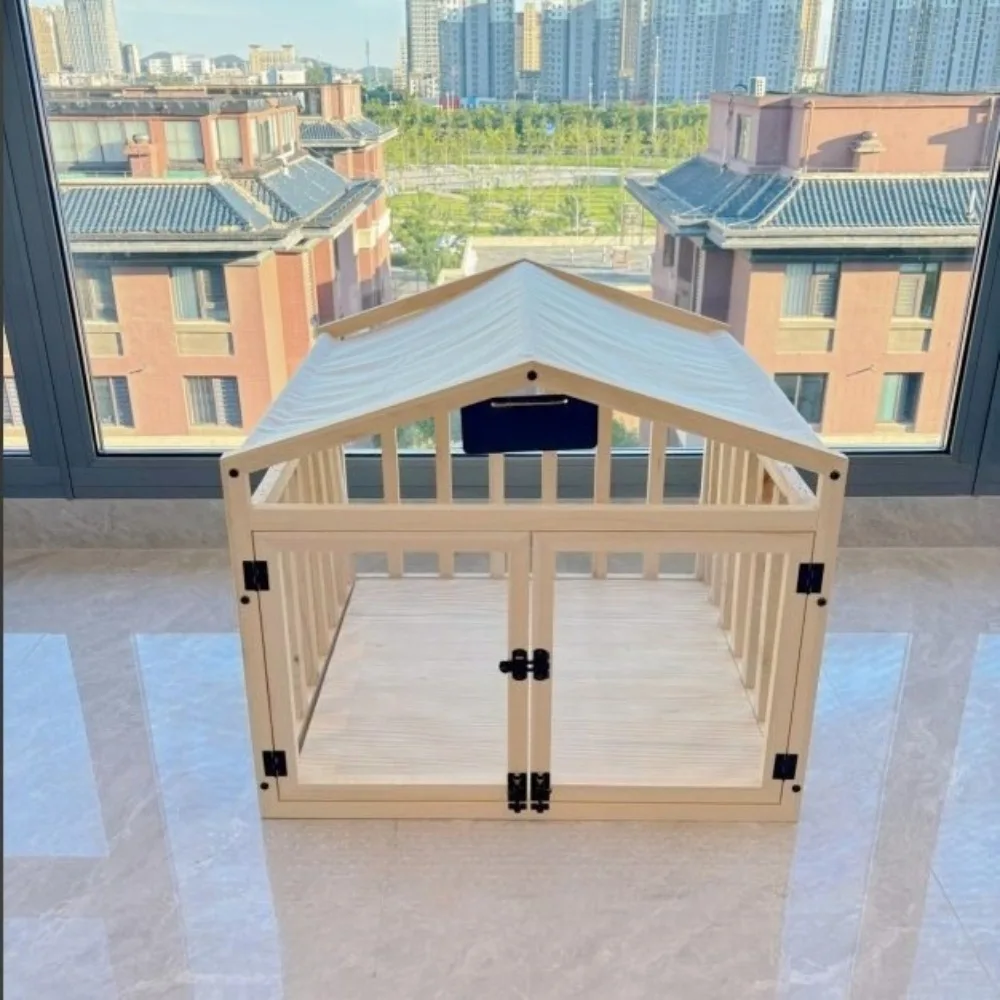 Solid Wood Dog Kennel: Durable, Breathable, Scratch-Resistant Pet Supplies