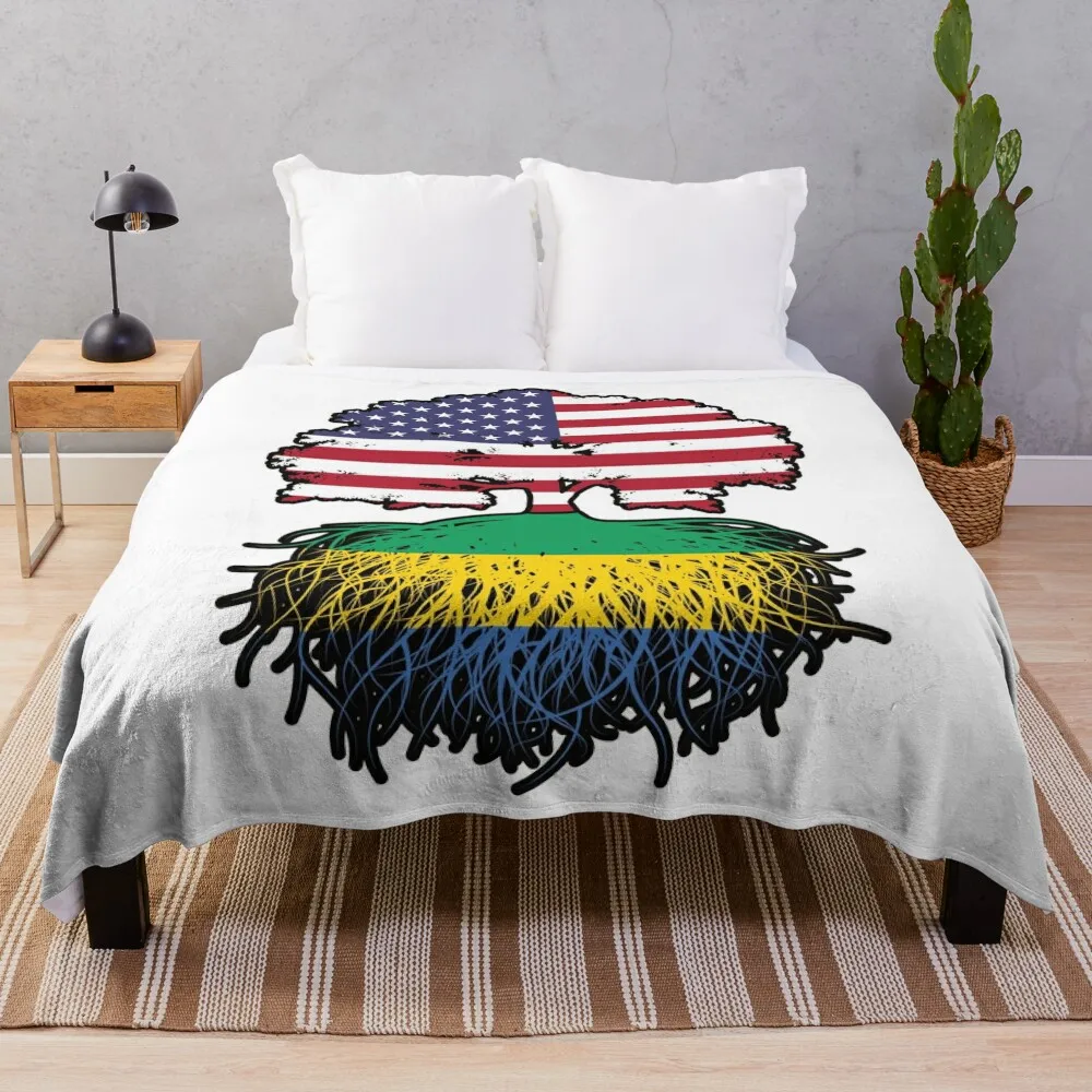 

Gabon Gabonese American USA Tree Roots Flag Throw Blanket Shaggy Blankets Sofas Of Decoration Travel Bed covers Blankets