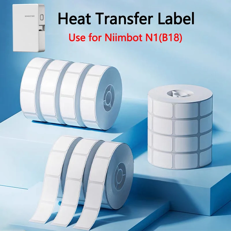 Niimbot B18(N1) White Heat Transfer Label Paper Thermal Transfer Self-Adhesive Printing Paper Cable Label Stickers for N1