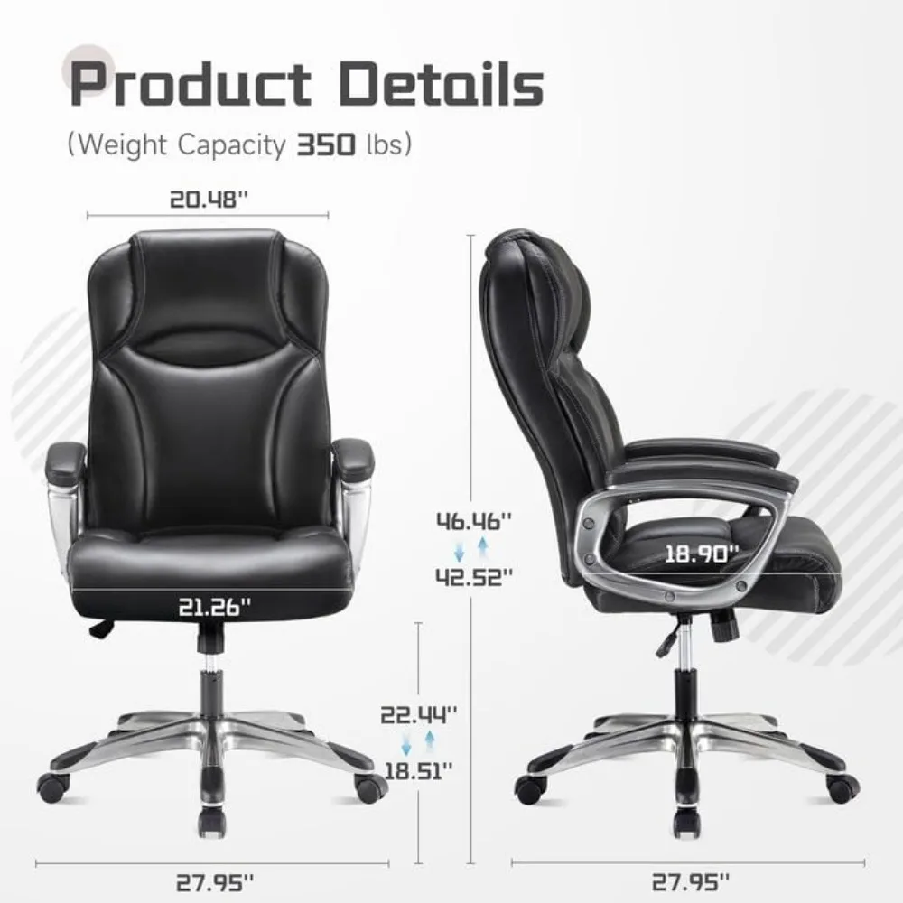 Office Chair, 350lbs Ergonomic Office Chair PU Leather Gaming Computer Chairs with High Back for Home Office, Padded Armrest