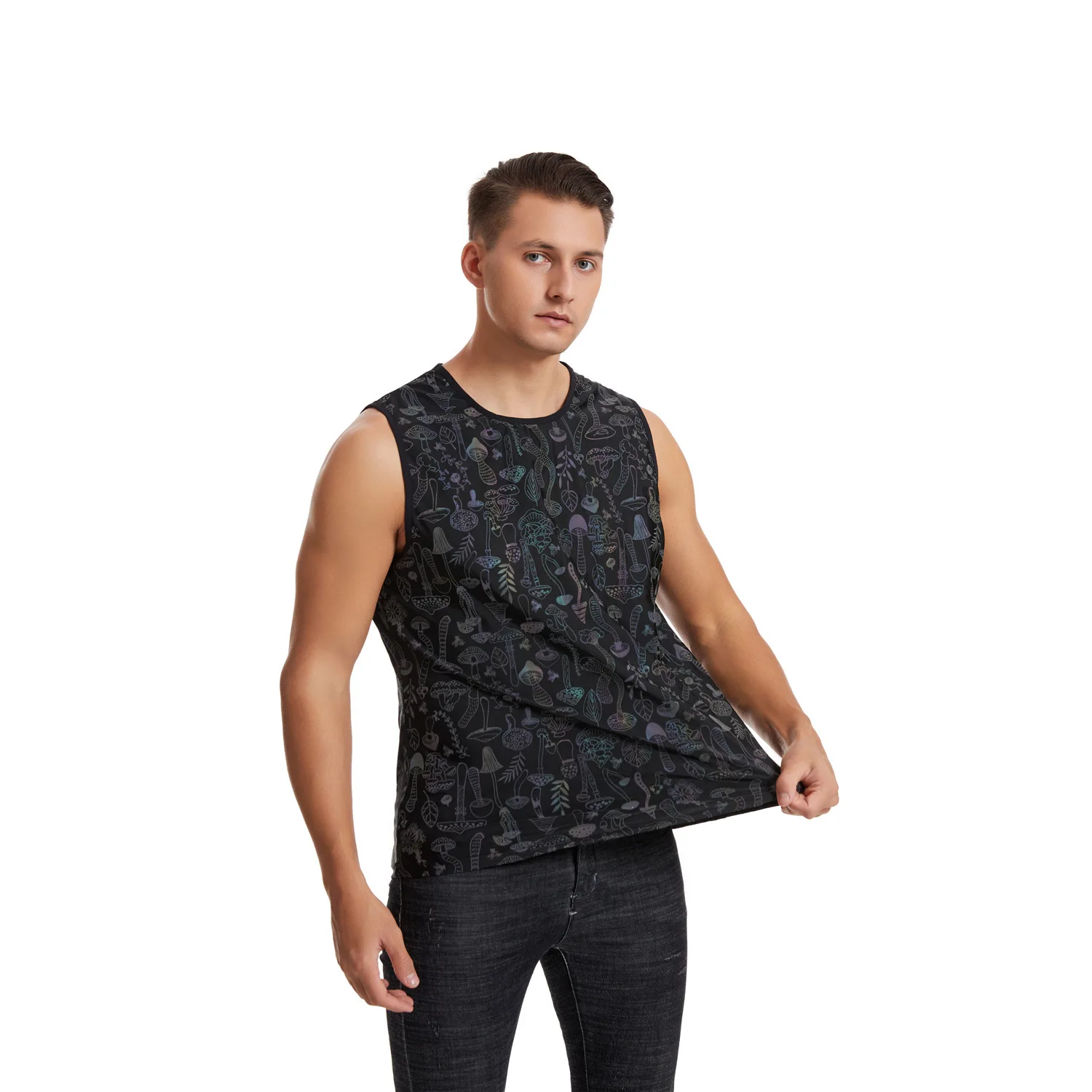 

Colorful Reflective Tank Tops Men Summer 2025 Loose Night Running Sleeveless T-shirts Hip Hop Fashion Punk DJ Jogger Safe Vests