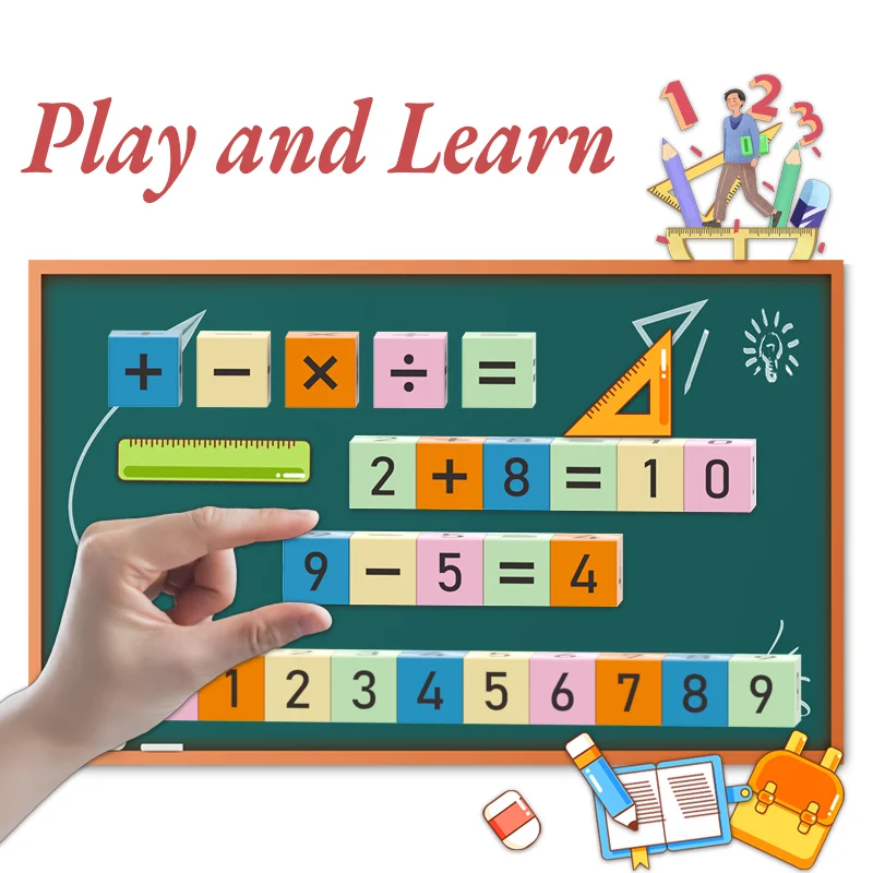Ensemble d'opérations de chiffres arithmétiques, blocs de construction à tige, jouets magnétiques, briques magnétiques, Cube magnétique, jouet éducatif pour enfants, bricolage