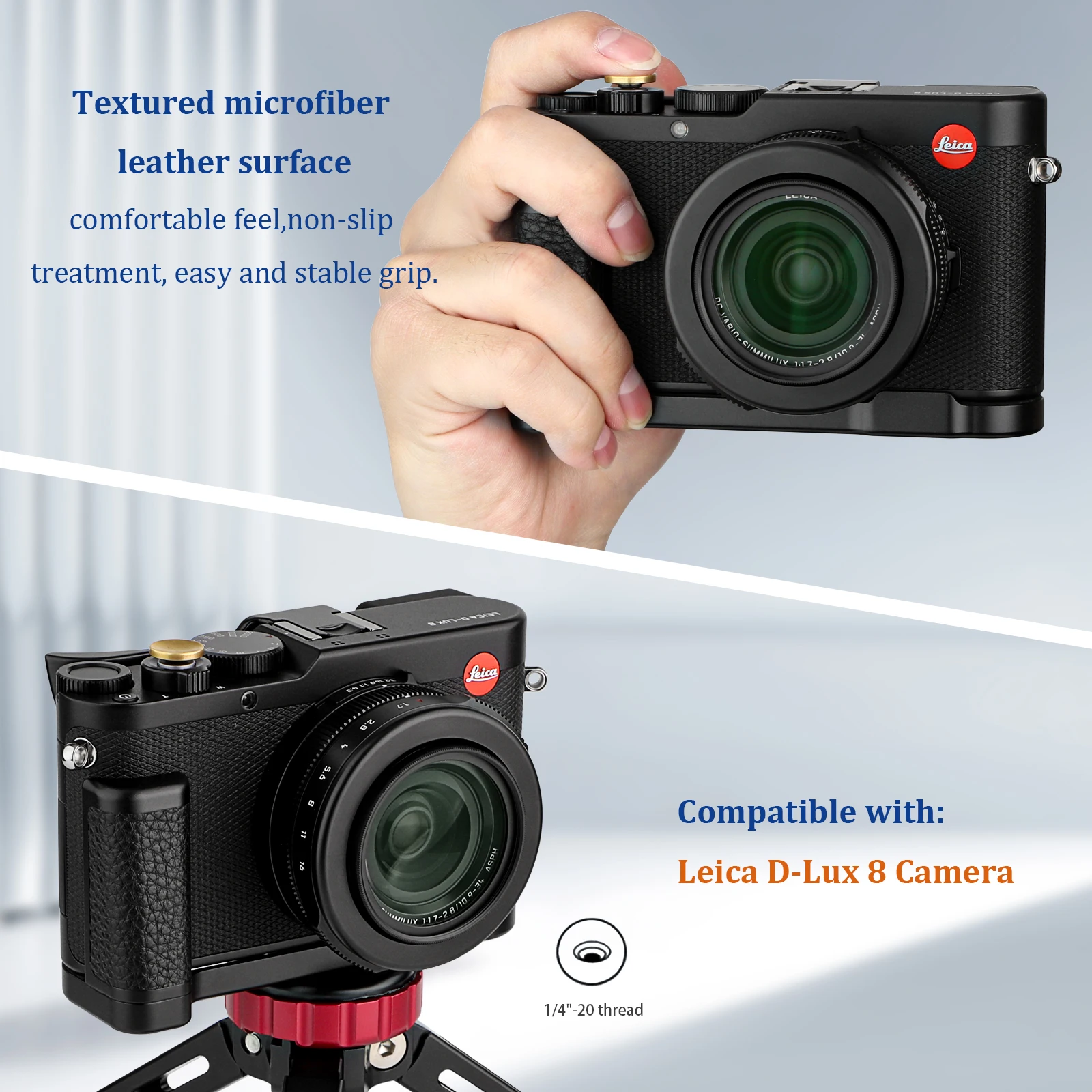 Haoge HG-D8 مقبض مقبض لـ Leica D-LUX 8 هيكل الكاميرا L-شكل قبضة قوس