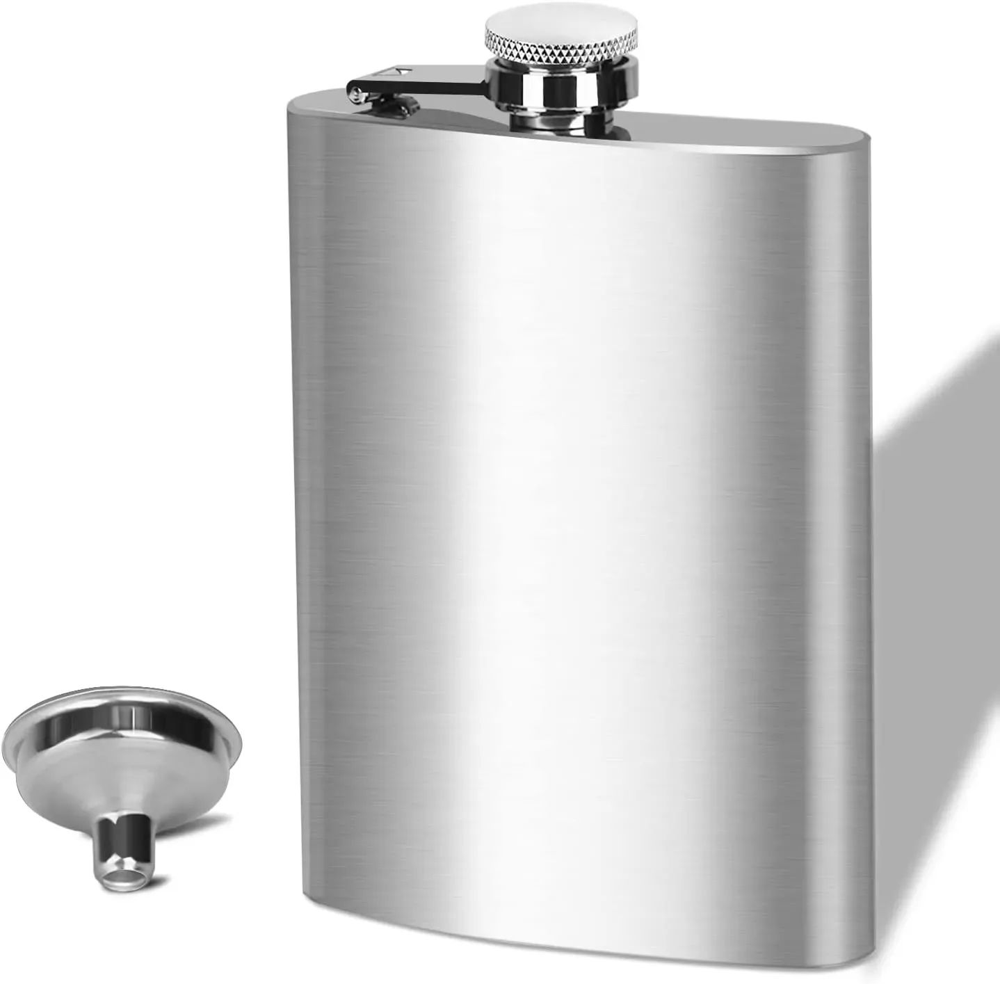 7/10 oz silver colour Stainless Steel Hip Flask with Funnel Pocket Hip Flask Alcohol Whiskey Hip Flask Screw Cap