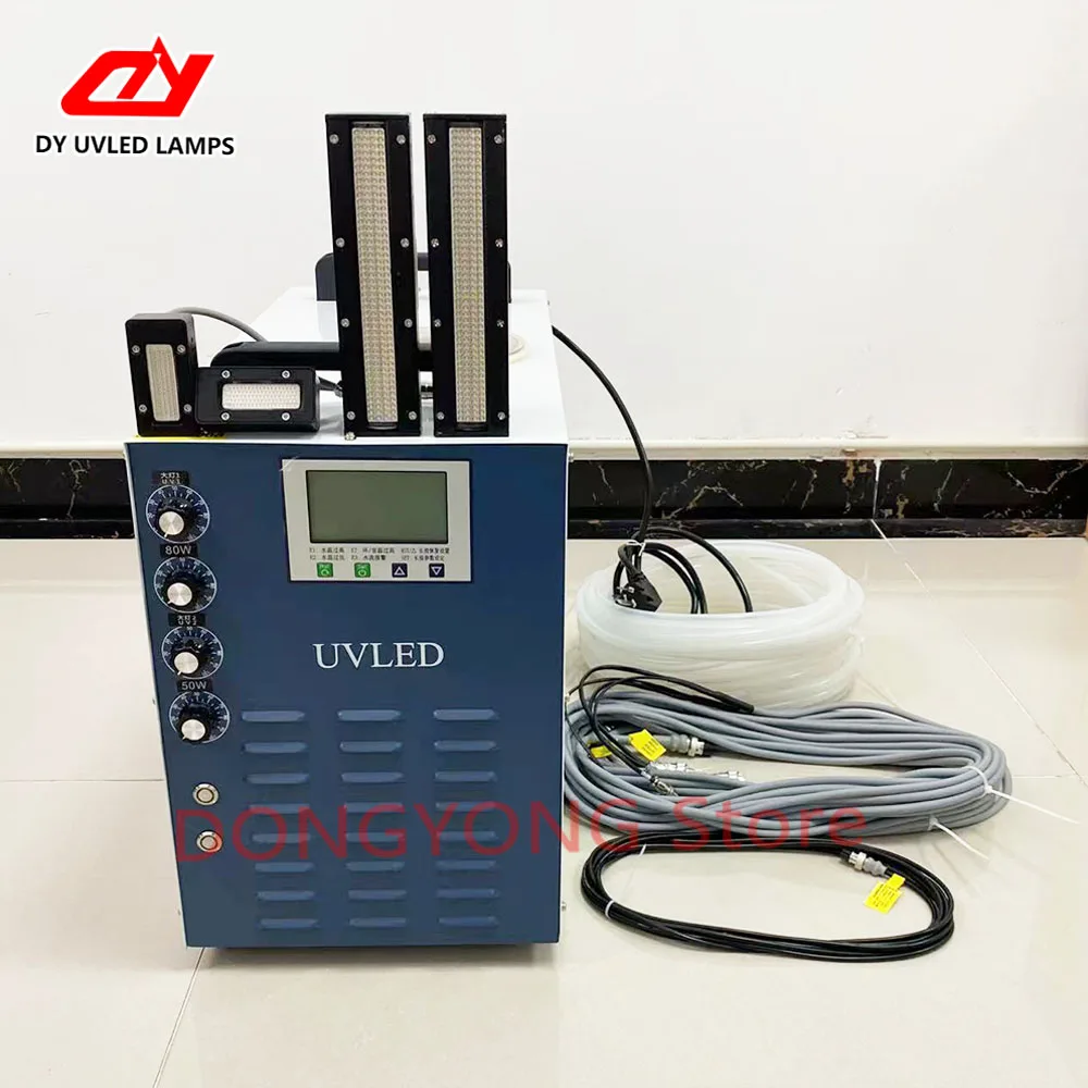 

4pcs UV LED Curing lamp Water cooler system with power supply box for Flat printer G5 56 printheads Gen5 Ricoh Nozzle Lamp