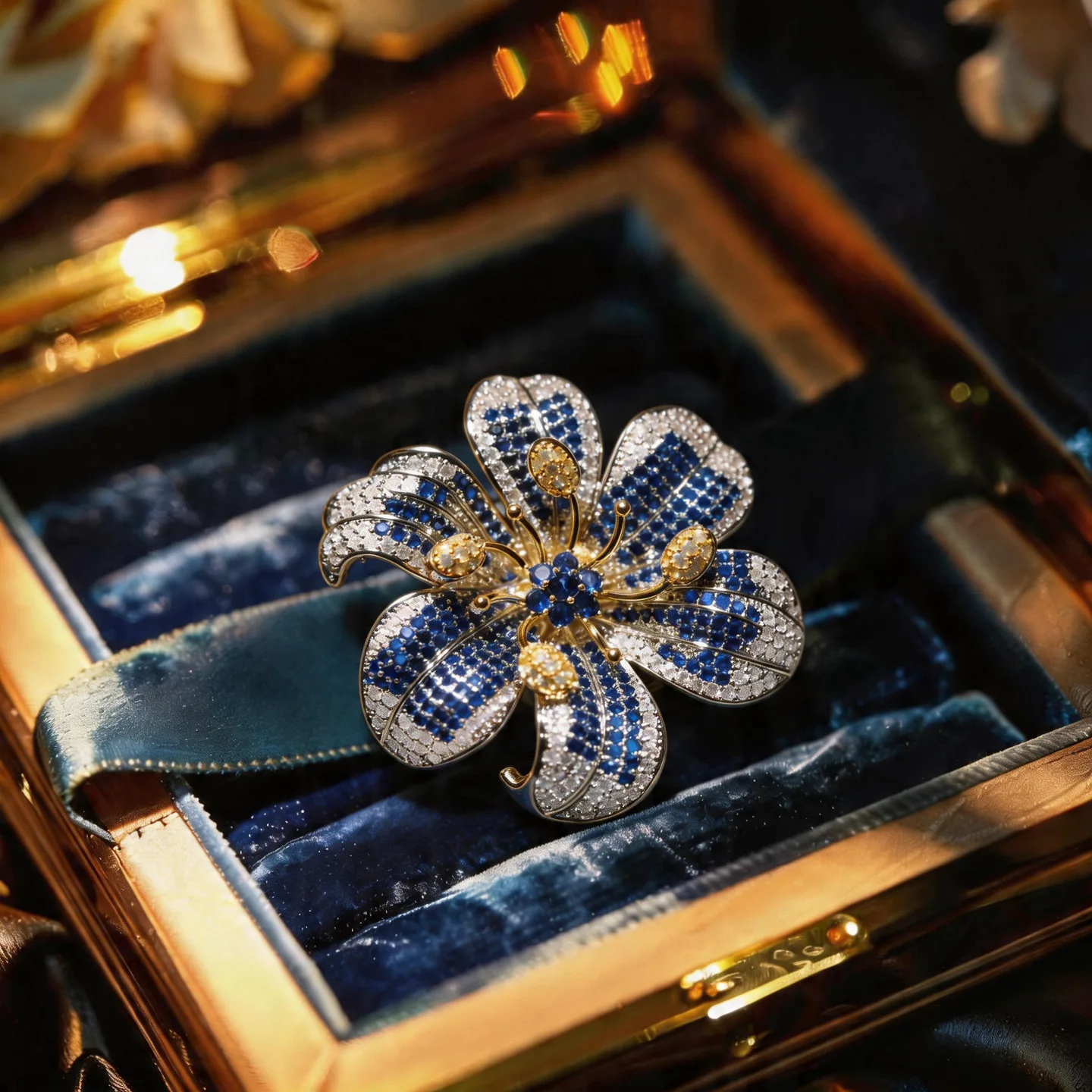 High-end Vintage Turquoise Blue Floral Brooch, Luxurious Evening Dress Corsage, Mother's Day Gift