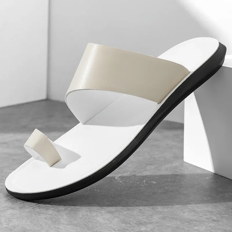 Zapatillas de moda para hombre, sandalias con punta de gran tamaño, diseño de pelo liso Simple, mocasines transfronterizos de talla grande para verano 2025, 2025