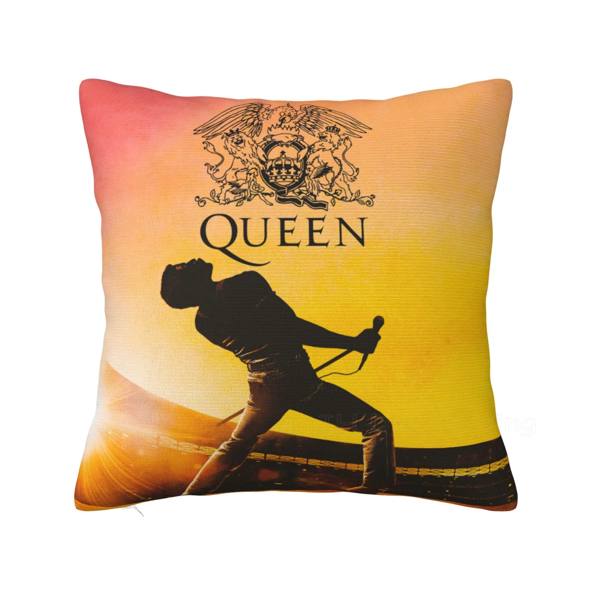 

Freddie Mercury Queen Rock Band Cushion Cover Decorative Pillowcase Polyester Art Throw Pillow Case 18x18 Inch Home Sofa Decor