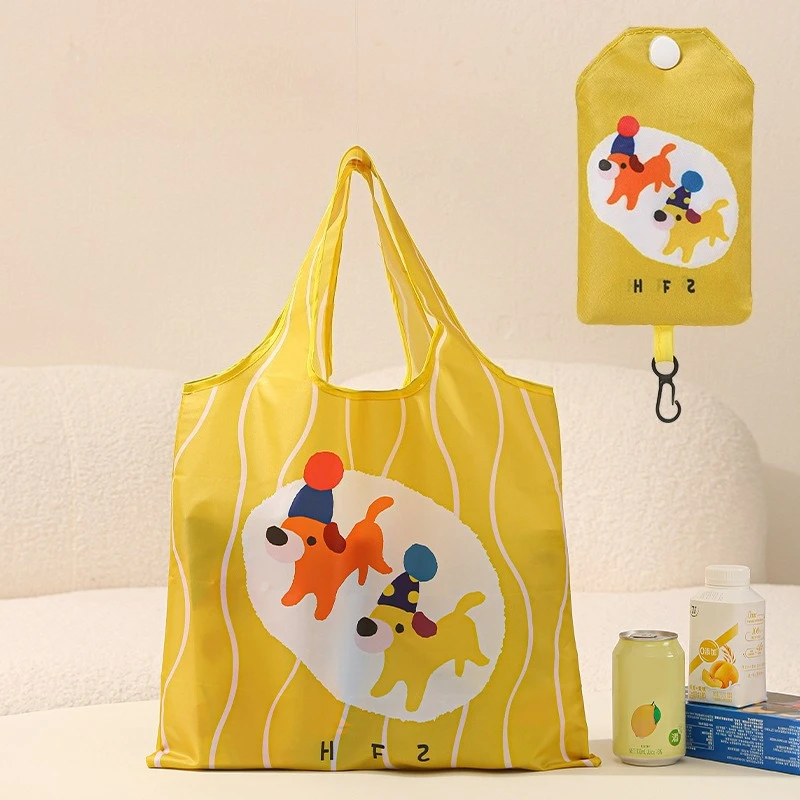 

Сумка для покупок с милым мультяшным животным узором, большая вместительная экологически чистая сумка для супермаркета, складная и удобная для переноски сумка вместе