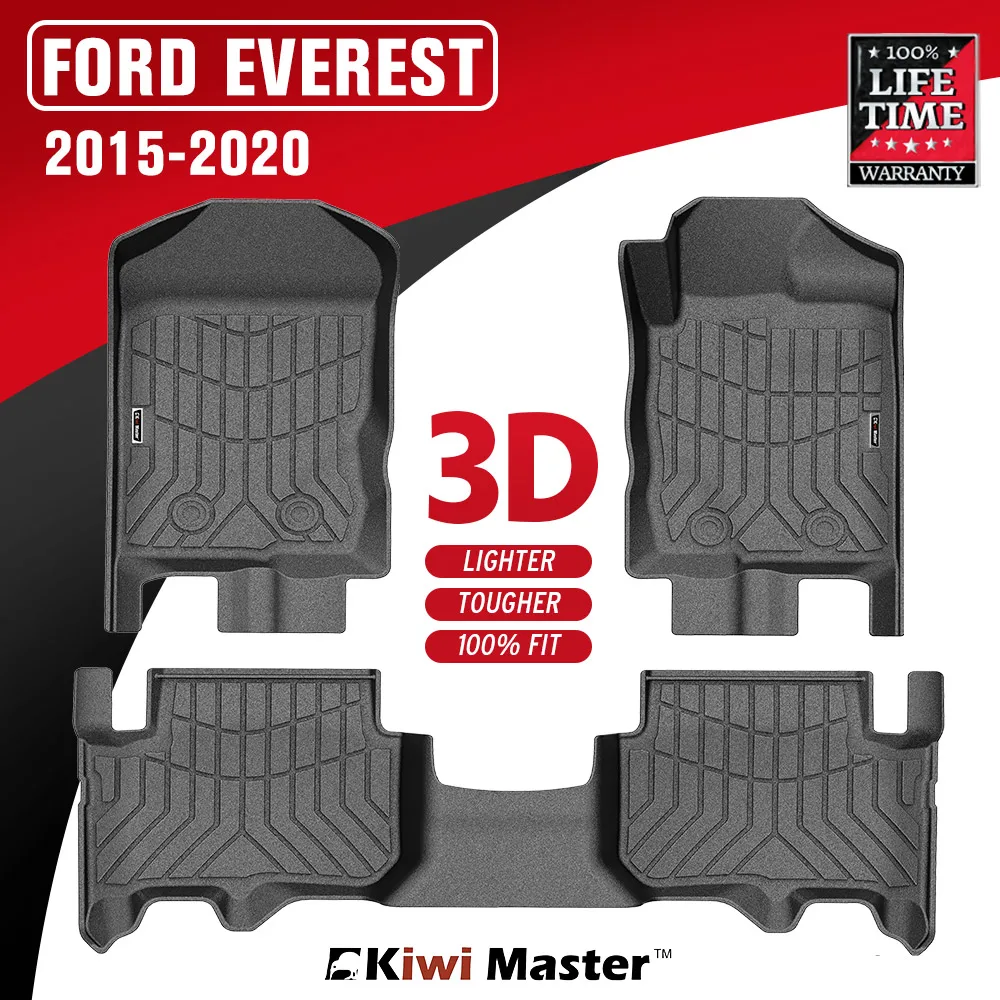 Ford Everest 2015-2020 Waterproof 3D TPE Floor Mats Pvc Full Set Car Floor Mats Single Color With No Pattern 3pcs