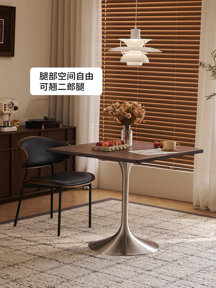 Medieval style solid wood square table dining table square negotiation reception chairs restaurant