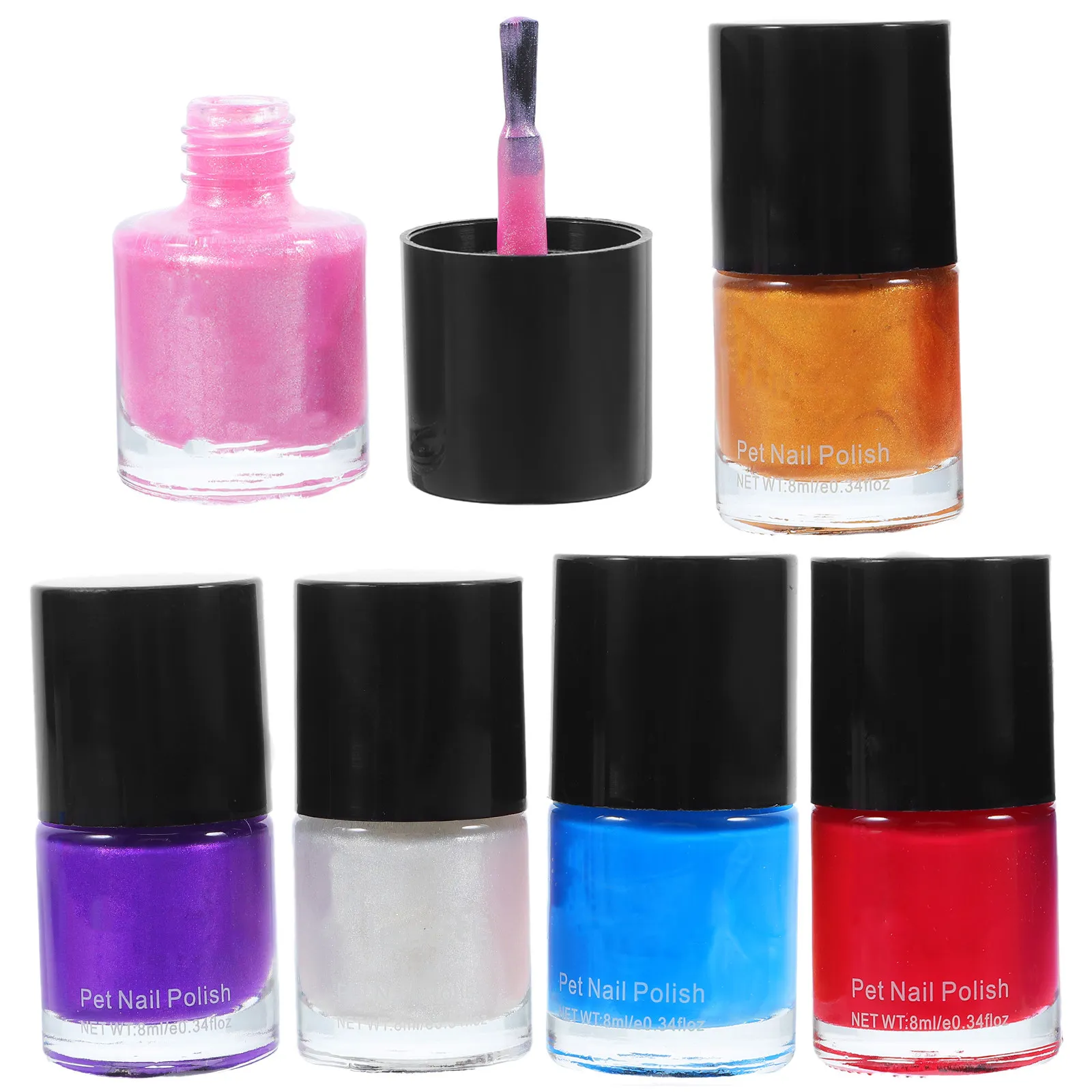 

6Pcs Dog Nail Polish Water-Based Healthy Ingredients Easy Remove Pet Dog Nail Polish Colorful Set for Dark Nails Pet Supplies