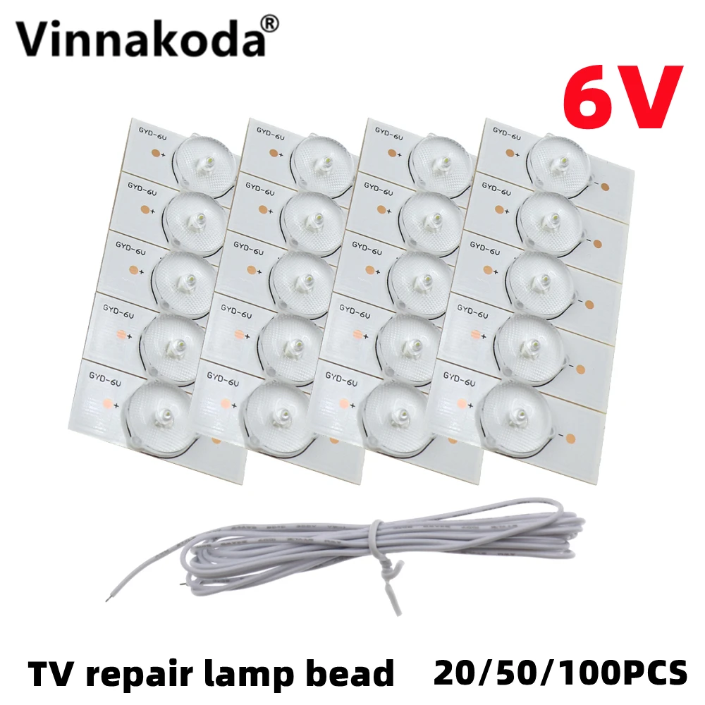 20/50/100PCS 6V LED Light Emitting Diode SMD Light Lamp Bead with Optical Lens Fliter for 32-65 LED TV Repair with 2M Lead Wire