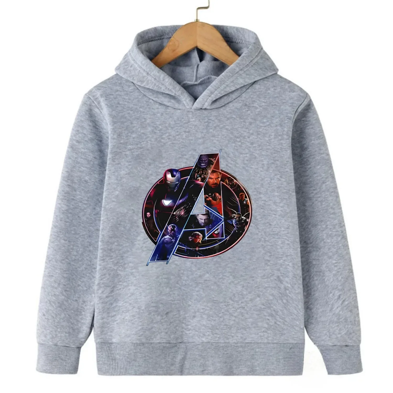 

2025 Marvel Avengers Kids Fashion Hoodie Cartoon Logo Printed Outdoor Sweatshirt Casual Pullover