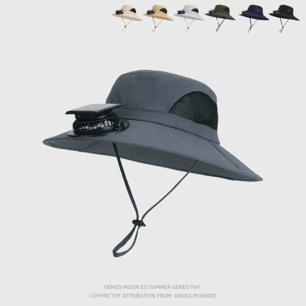 

Wide Brim Sun Hat With Solar Fans Solar Fans Anti-UV Air Cooling Fan Hat Air Cooling Bucket Hat Design Anti-UV Fan Hat Fishing