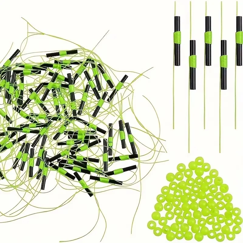 Kit de 50/100 unidades de topeadores y cuentas para pesca – Topeadores de goma antideslizantes para línea suelta, aparejos de pesca con flotador, pesca de carpa y pesca marina