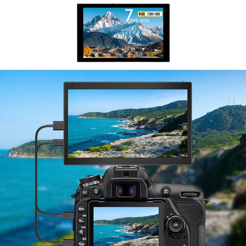 Màn hình phụ máy tính 7 inch 1280x800 có kết nối HDTV/USB C cho máy tính xách tay và PC HX5E