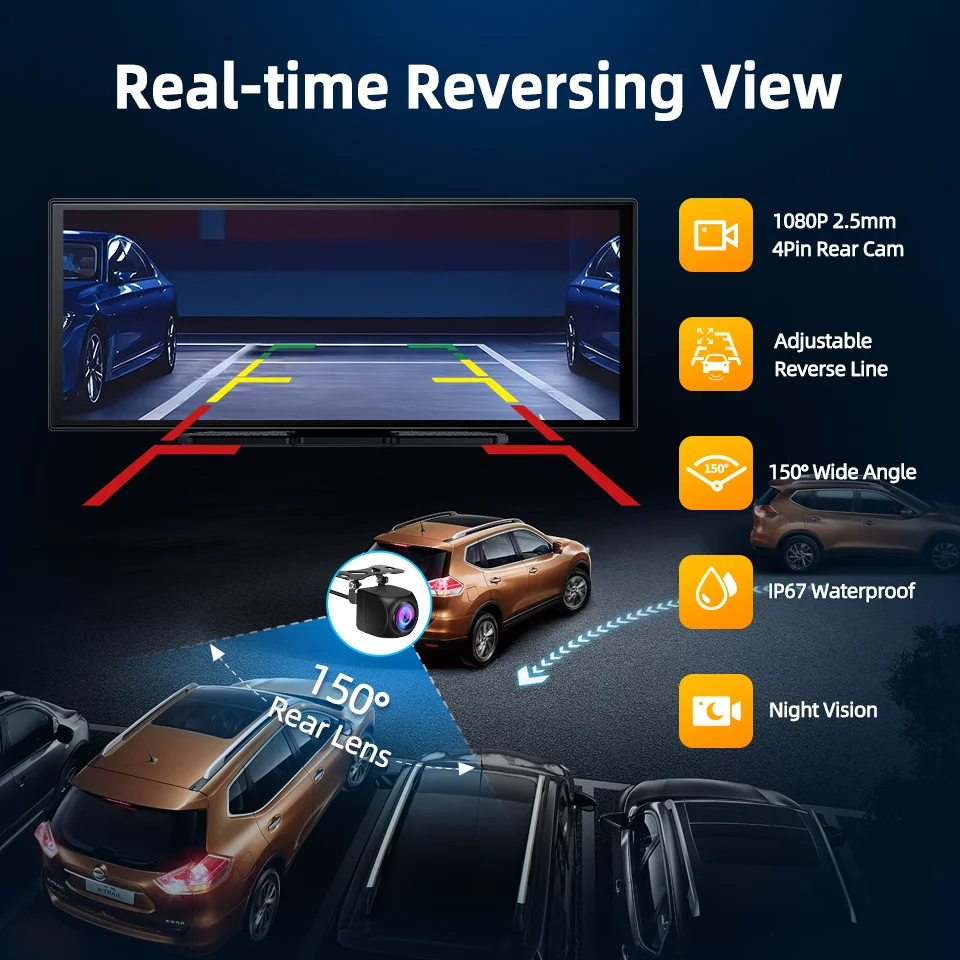 Imagebon W70 Carplay Auto Bildschirm With Rückfahrkamera Wireless Apple Carplay Android Auto Dashcam 11.4" 8 Core Android 14 Sma – Detail 16