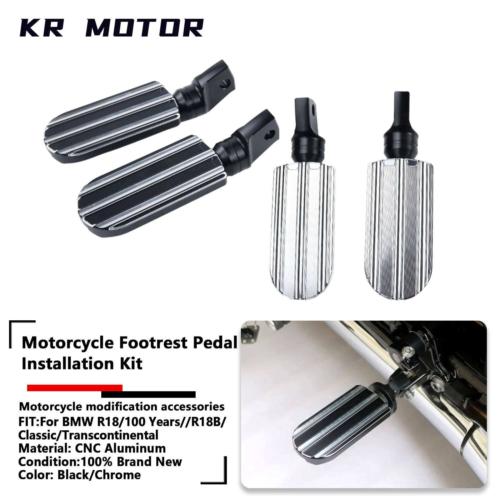 

Fit For BMW R18/100 Years//R18B/Classic/Transcontinental Motorcycle Front Footrest Passenger Pedal Installation Kit CNC Aluminum