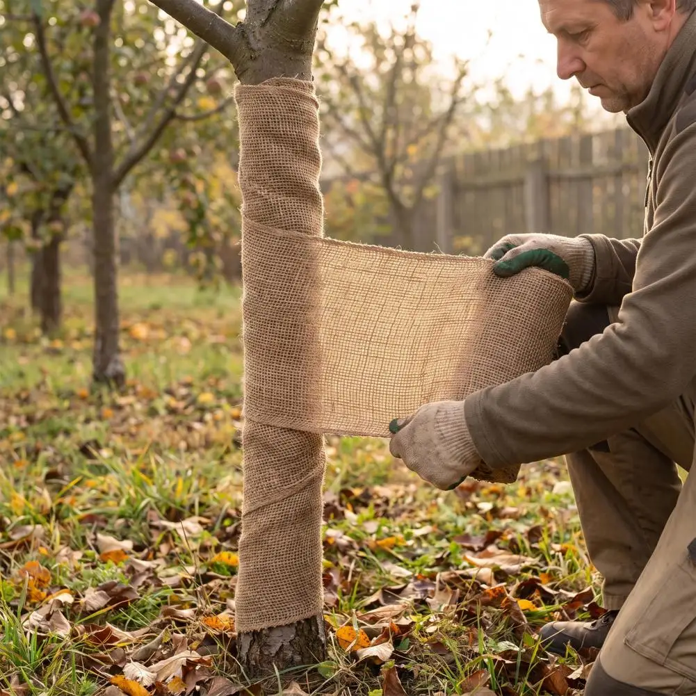 Burlap Fabric for Trees Natural Burlap Tree Protector Wraps for Winter Fabric Trunk Wrap Bandages Frost Freeze for Outdoor
