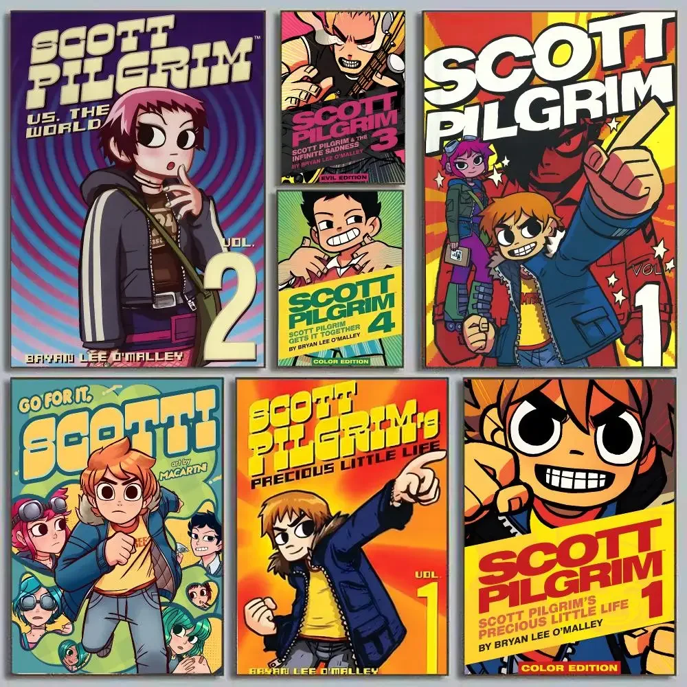 Scott Pilgrim Vs. The World Bryan Lee O'Malley Edgar Wright Graphic Novel Calligraphy Poster Eco-Friendly Decor Frameless Canvas