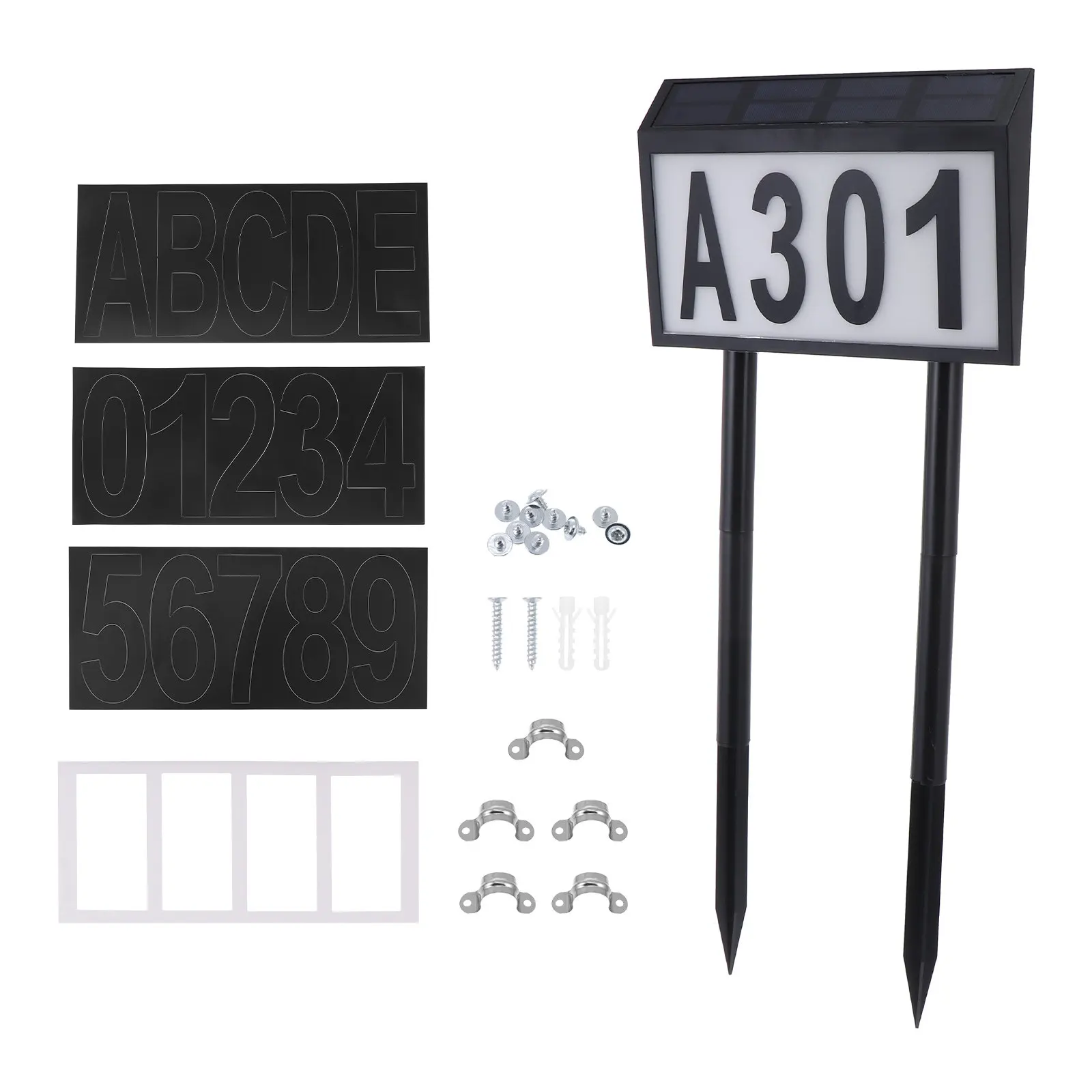 

1Set Solar Number Light with 5 Letters 3 Number Sets Outdoor Ground Insert LED Doorplate Lamp for Home Hotel Garden