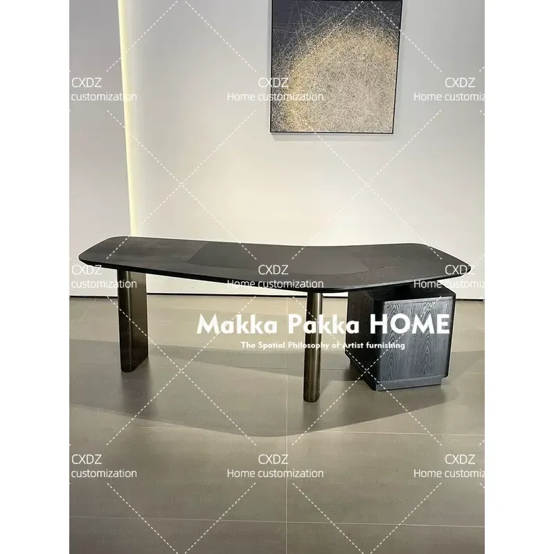 Italian Minimalist Special Shaped Corner Solid Wood Desk Modern Simple Light Luxury High End Irregular Desk