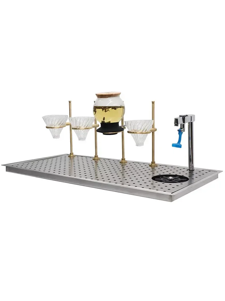 All-copper hand-brewed coffee bracket, bar integrated automatic cup washer, desktop embedded worktable, cup pusher faucet