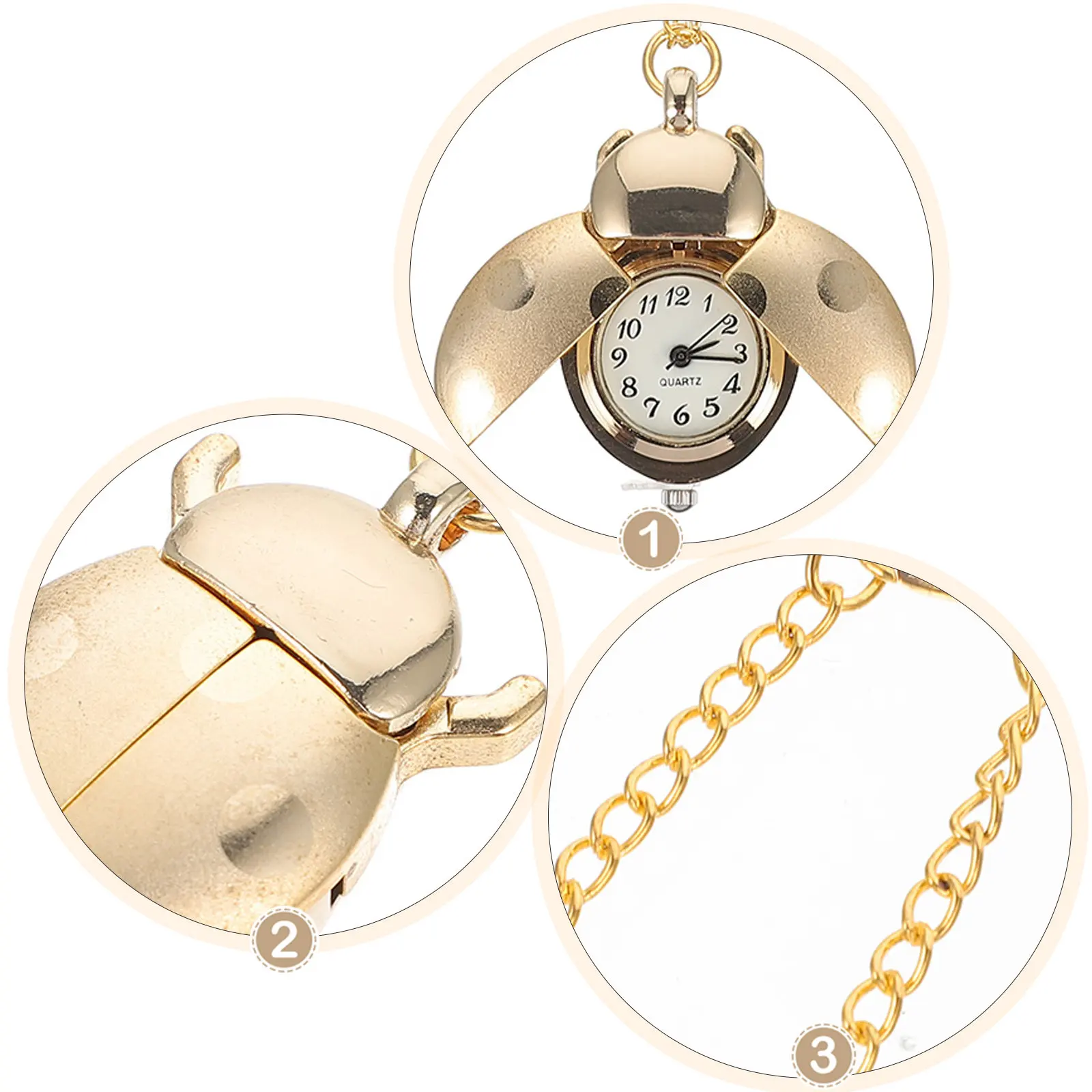 

1 шт. винтажные карманные часы в форме жука, ретро-часы-кулон с цепочкой, декоративные часы, аксессуар для одежды