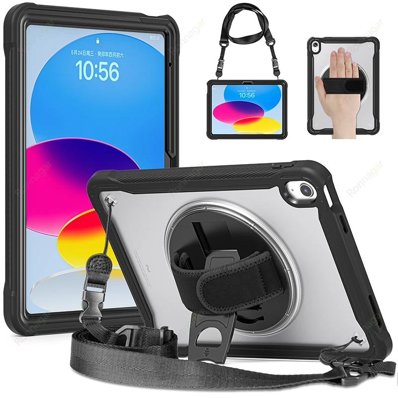 Ultra Light Shockproof Case for iPad 10th Generation Case 10.9 Inch Air4 5 Pro11 M1 M2 iPad7/8/9th 10.2 Case with Shoulder Strap