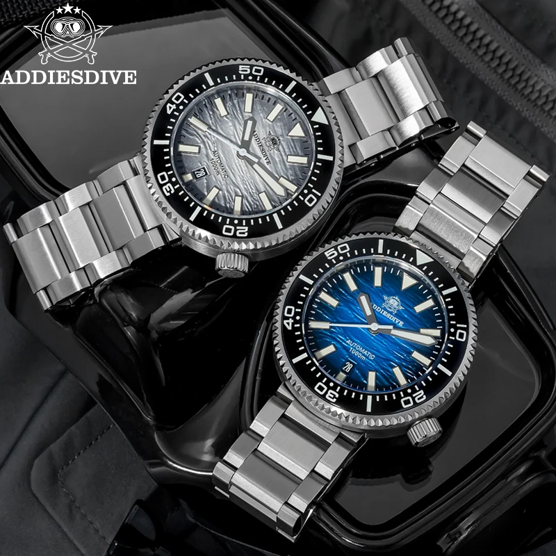 ADDIESDIVE Watch For Men Luxury Brand Sapphire Glass 3D Gradient 1000m Diving Watch New Steel AD2069 Luminous Mechanical Watches