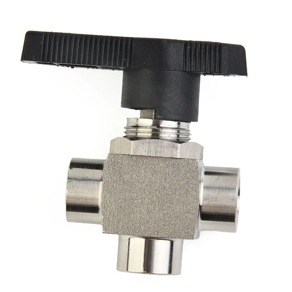

3 Way Ball Valve 304 Stainless Steel BSPP Female Thread Valve Suitable for Water Oil Gas Compact Size and Easy Assembly