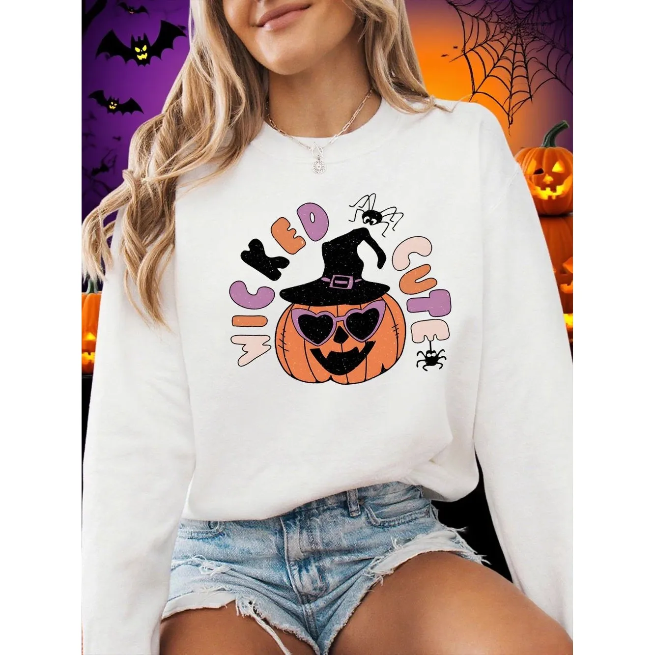 

loween Pumpkin Prints Long Sve Hoodie Women's Cleanfit Sle T-irt Linen Material A-Line Sve Other Material 00%