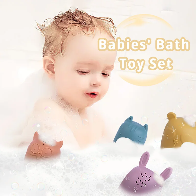 Baby Bath Toys Animal Cute Cartoon Toddler Water Toys Swim Bathroom Baby Silicone Sprinkler Bathtub Animal Toy Infant Kids Boys