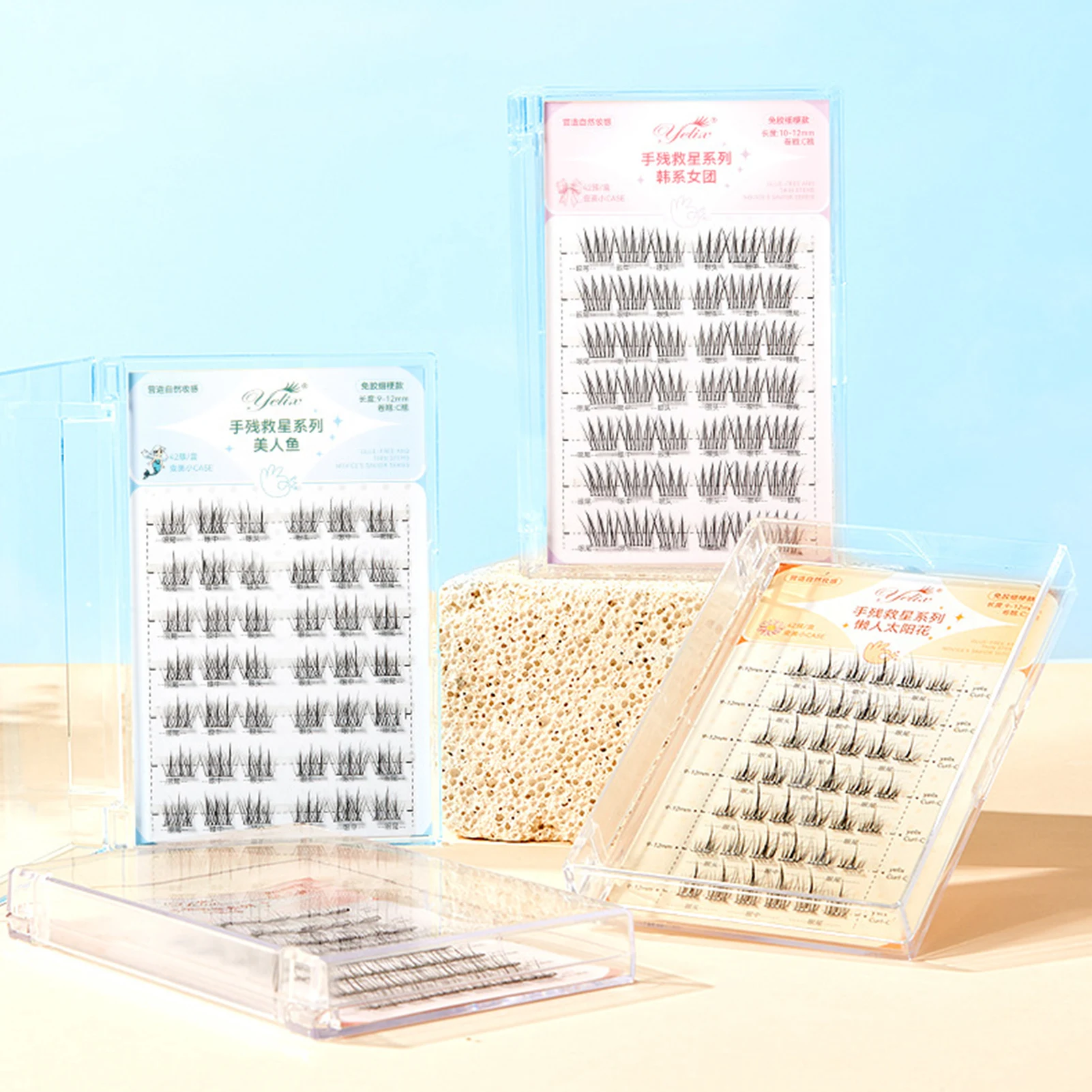 C curl singel cluster extensão de cílios livre-cola auto adhensive cílios postiços mangá cílios para maquiagem diária estilo coreano chicote