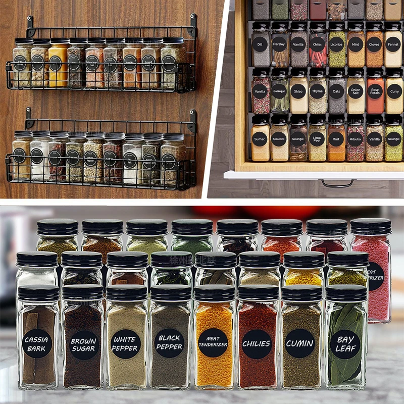 

120ML Seasoning Shaker Bottles Glass Spices Condiment Jars Kitchen Salt and Pepper Shaker Spices Boxes for Kitchen Gadget Tool