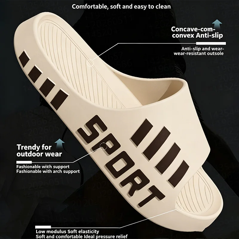 Summer Men's Fashion Indoor Outdoor Sportwear Slipper Thick Sole Comfortable House Slides for Man Plus Size 45 Beach Slippers