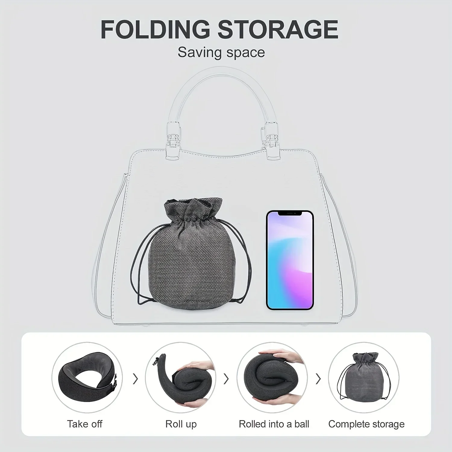 رغوة الذاكرة وسادة الرقبة فقرة عنق الرحم السفر المحمولة عطلة الظهر الطائرات U نوع من وسادة النوم التخييم وسادة حقيبة حمل