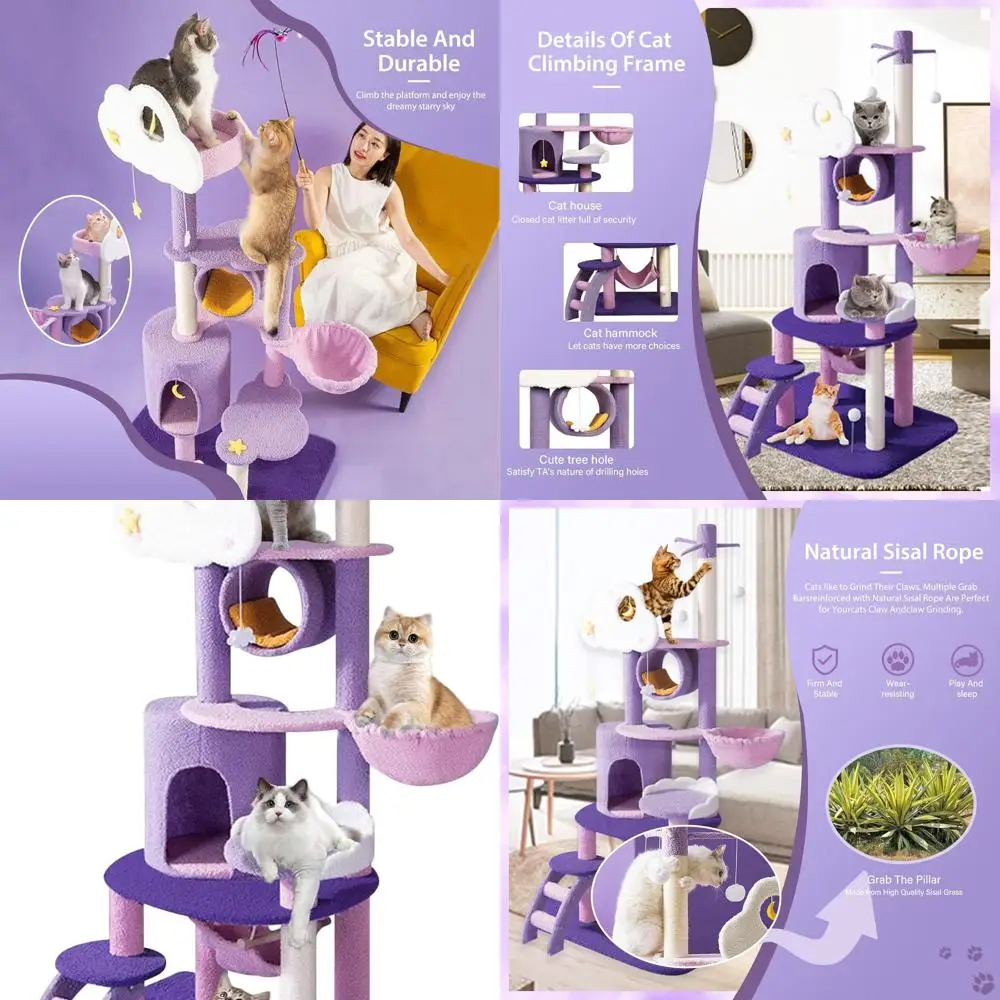 

67, большая кошачья башня для дома с царапинами из сизаля, многоуровневая плюшевая кондоминизация, центр активности для котят