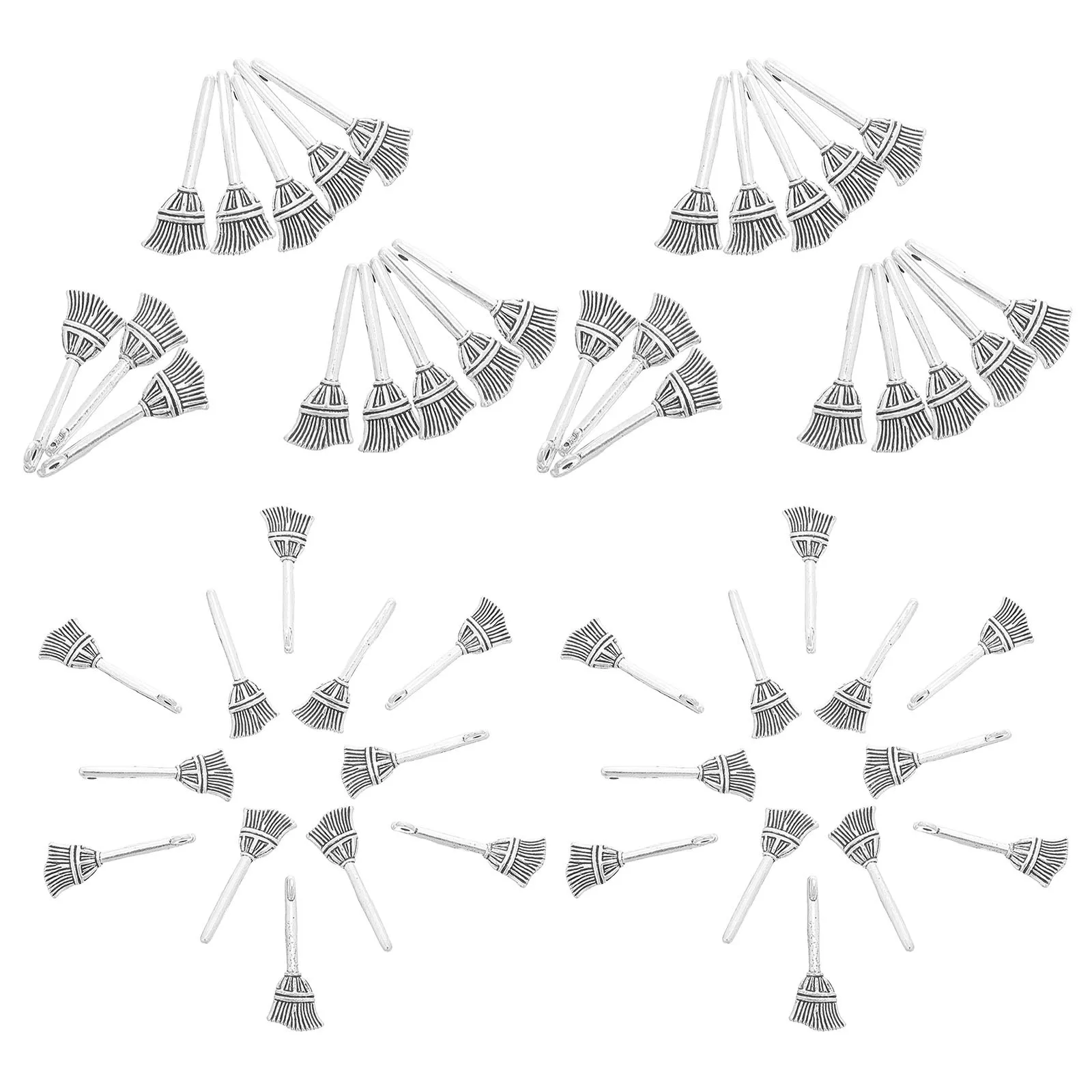 

200 шт., винтажные подвески в виде метлы из сплава на Хэллоуин, мини-подвески, стильные браслеты для самостоятельного изготовления ювелирных изделий, ожерелья, серьги