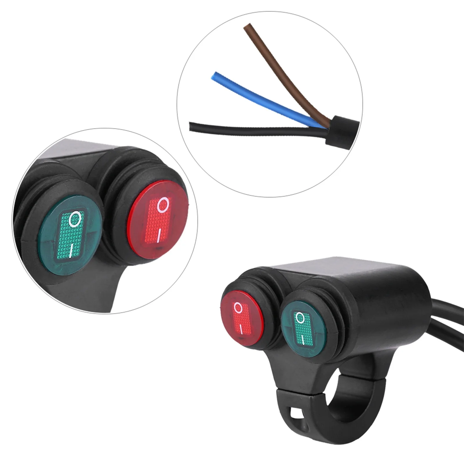 22mm Universal Motorcycle Handlebar Headlight Brake Fog Lights Horn Dual Button Switch Model