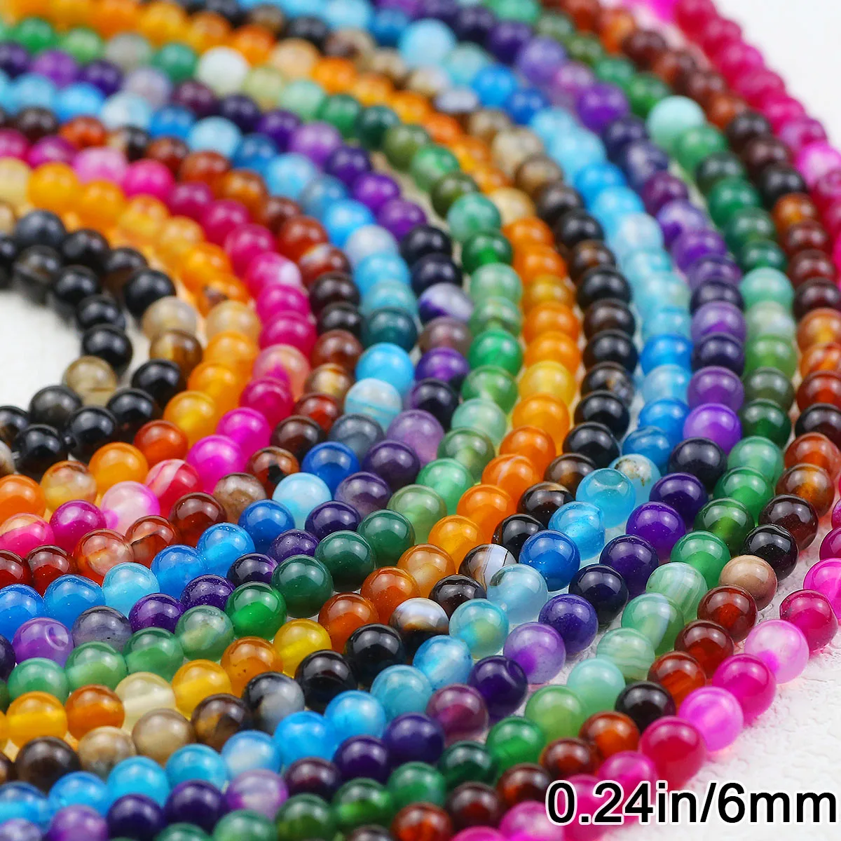 Natursteinperlen, 6 mm, 60 Stück, Rosenrot, lila, blau gestreift, Achat, runde lose Perlen für DIY-Schmuckherstellung, DIY-Halskette, Armbänder