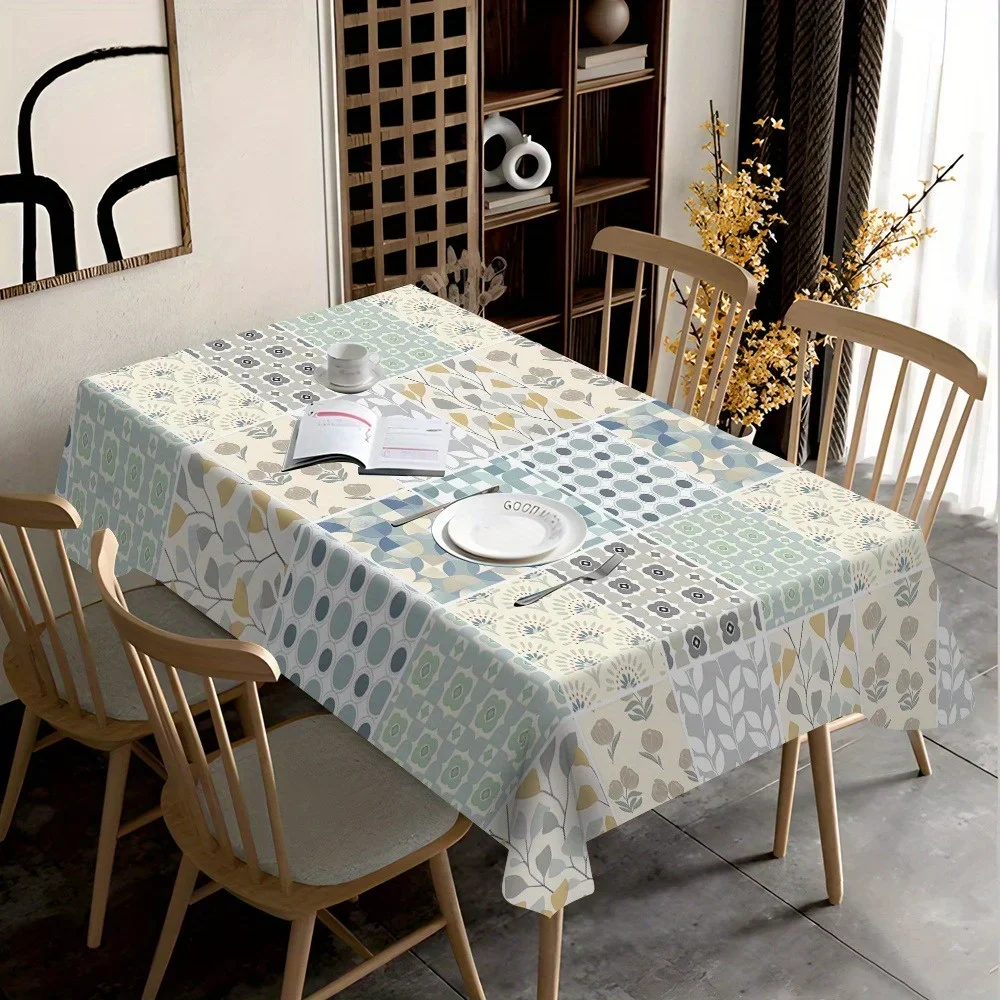 1 piece of patchwork floral tablecloth - creates a refreshing dining atmosphere - polyester fiber tableclothxzj