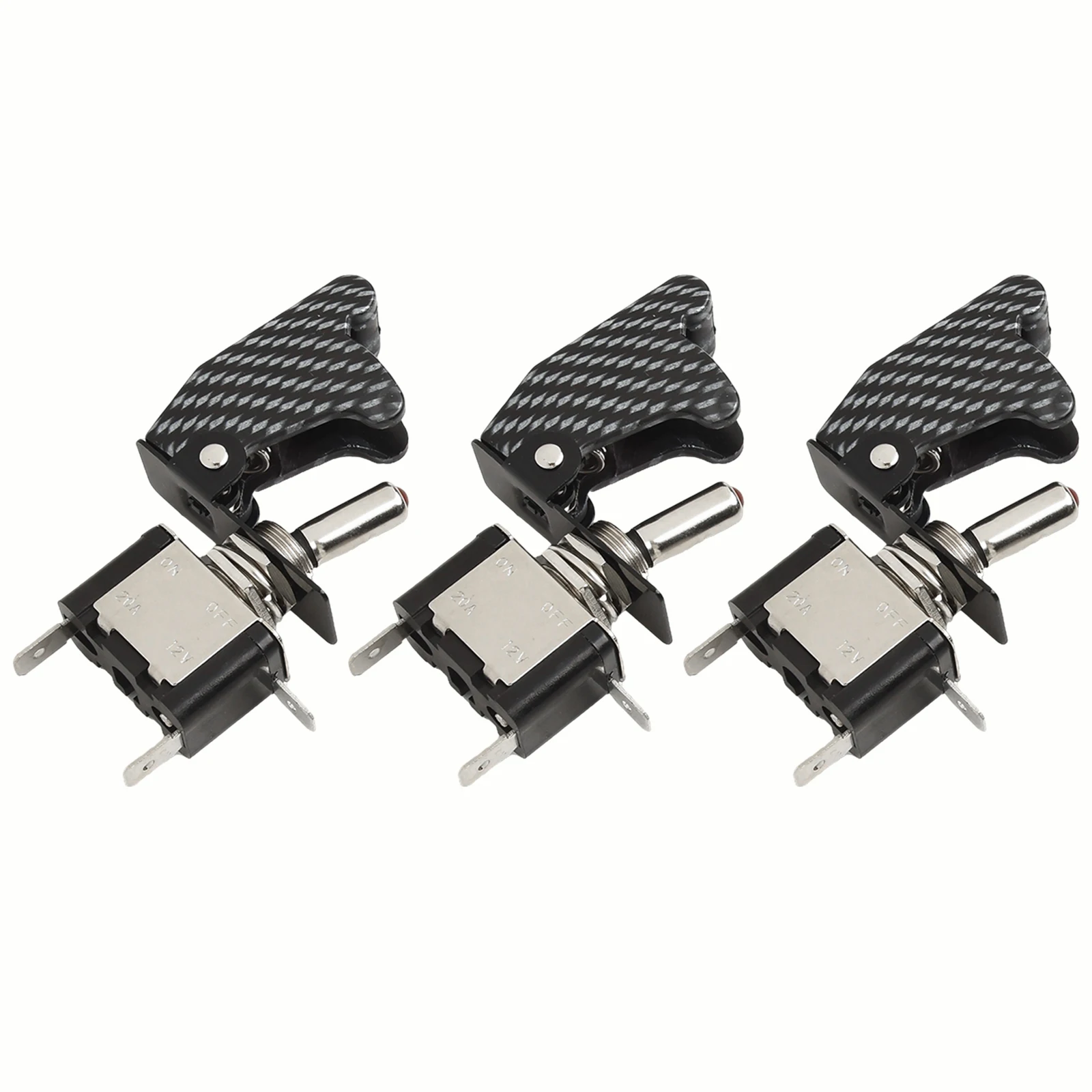 3Pcs Rocker Switch 12V 20A LED SPST On/Off Rocker Switch 3Pin Illuminated Switches With Carbon Fiber Covers Electrical Equipment