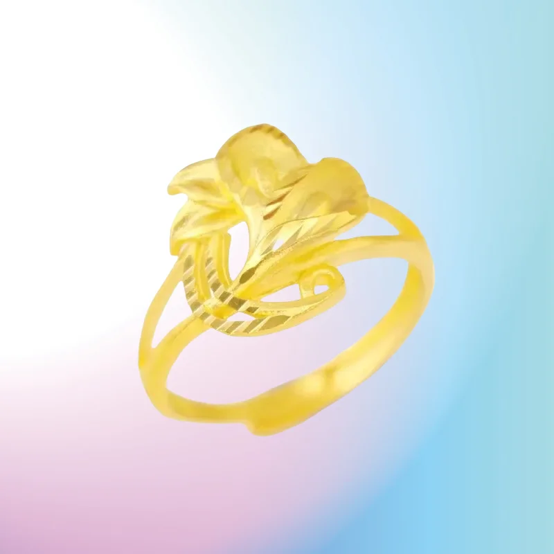 

new 9999 Real Gold 24K Boutique Thai Gold Does Not Fade, Japanese and Korean Gold Women's Iris Flower Opening Color Retention Ri