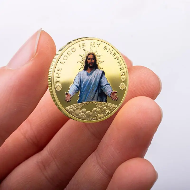 Commemorative Coin Metal Jesus Christ Coin Christmas Blessing Jesus Colour Printed Metal Commemorative Coin Coin Coin Collection